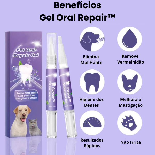 Gel Oral Repair™ - Gel Removedor de Manchas e Bactérias Dentárias Para Pet[COMPRE 1 - LEVE 2]