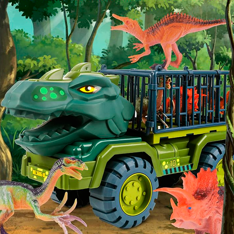 Carrinho Dinossauro Rex com 12 Dinossauros